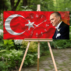 World Map Themed Tempered Glass Wall Clock – Modern Design with Gold Details, Large Wall Decor