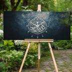 Temperlenmiş Cam İslami Duvar Saati – “Ve Huve Alâ Kulli Şey’in Kadîr” Hat Sanatı, Siyah Gri Mistık Dekor