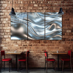 Silver Metallic Abstract Tempered Glass Painting, Modern 3D Wall Decor, Stylish and Luxury Glass Artwork