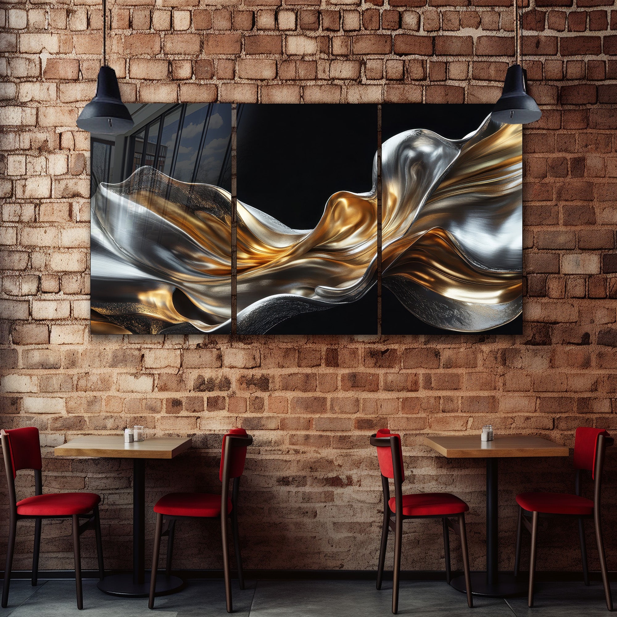 Silver Metallic Abstract Tempered Glass Painting, Modern 3D Wall Decor, Stylish and Luxury Glass Artwork