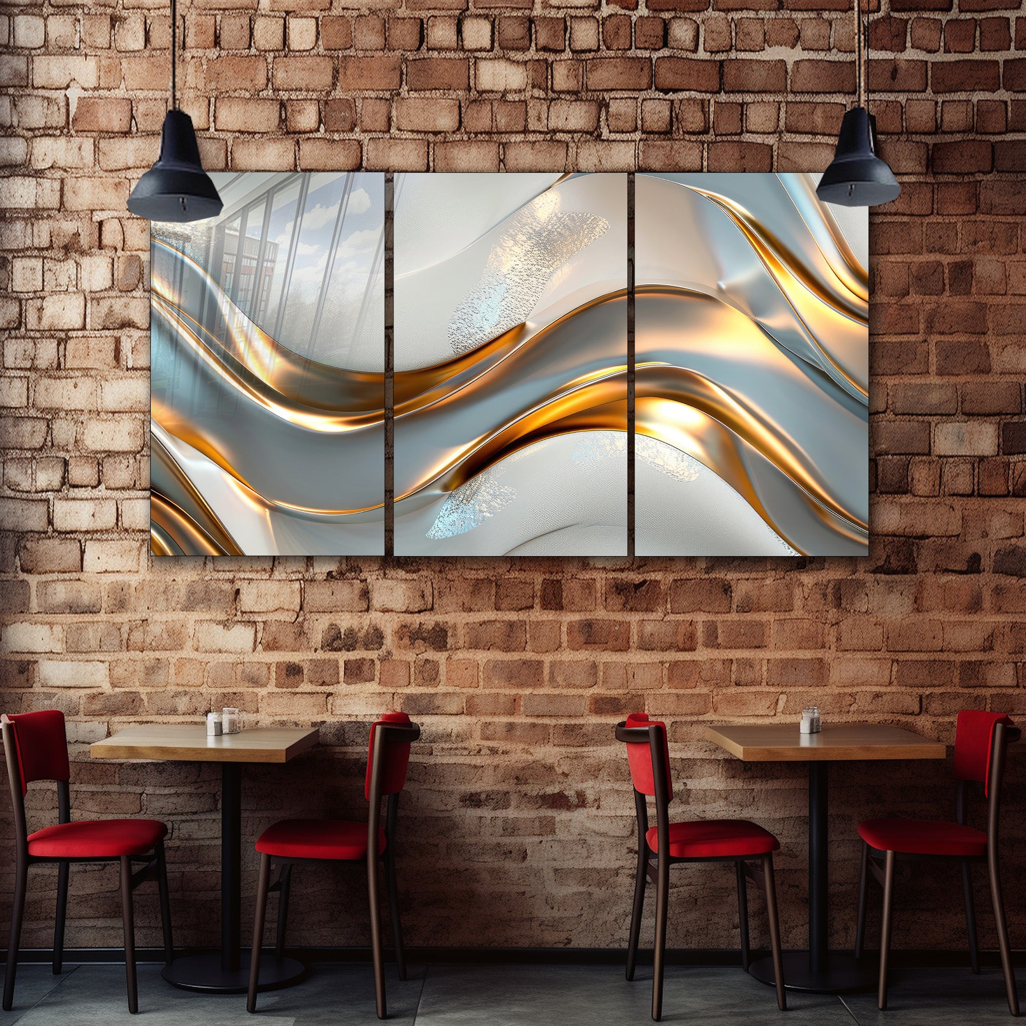 Silver Metallic Abstract Tempered Glass Painting, Modern 3D Wall Decor, Stylish and Luxury Glass Artwork