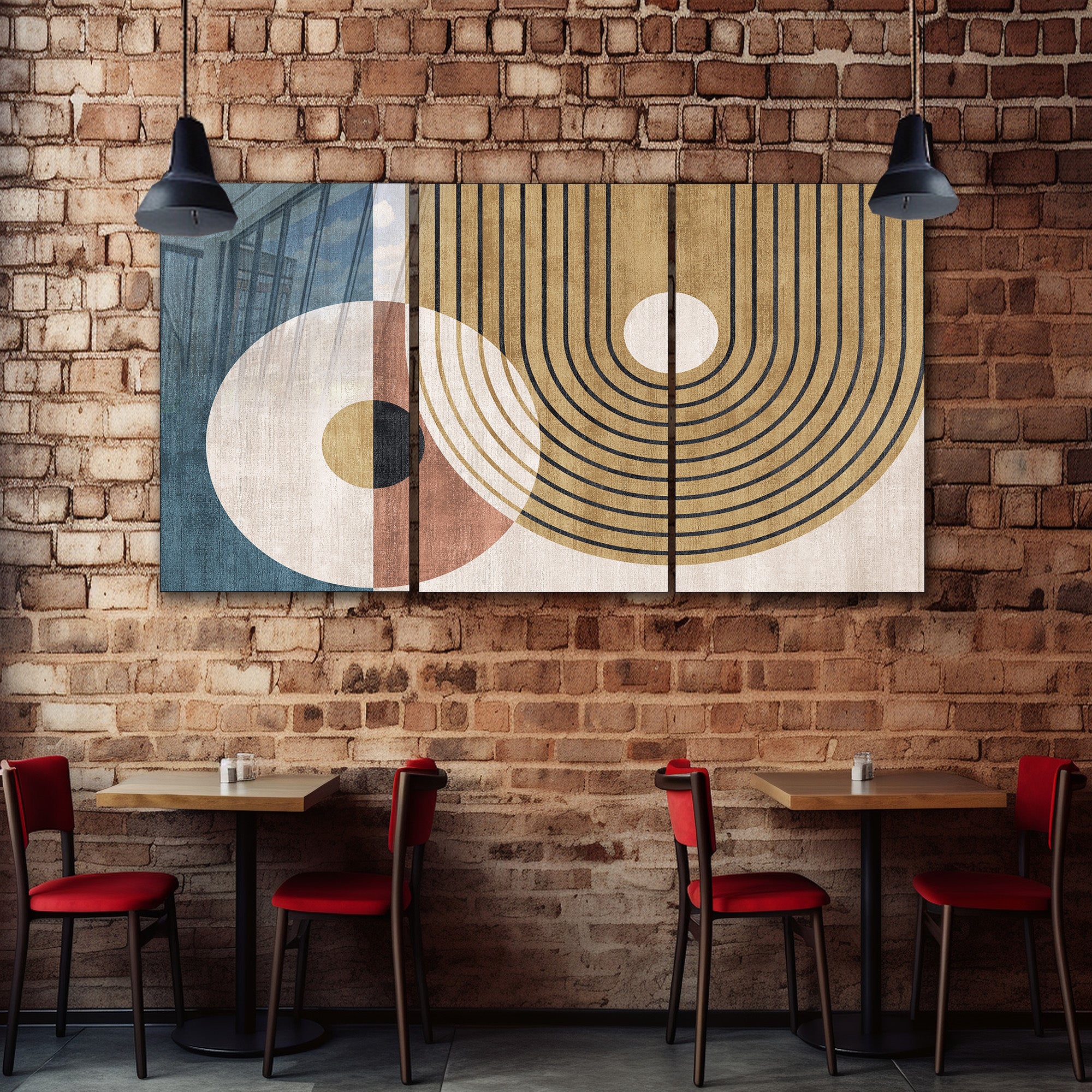 Mavi Renkli Metalik Soyut Temperlenmiş Cam Tablo