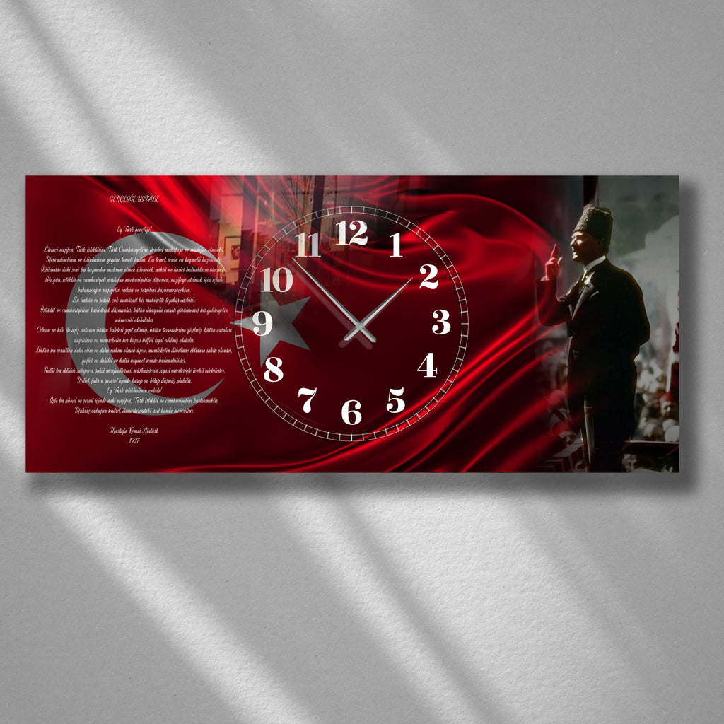 World Map Themed Tempered Glass Wall Clock – Modern Design with Gold Details, Large Wall Decor