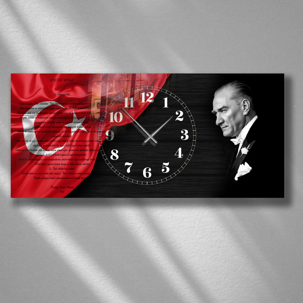 World Map Themed Tempered Glass Wall Clock – Modern Design with Gold Details, Large Wall Decor