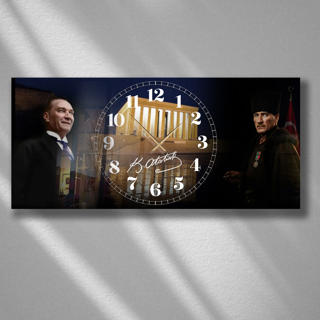 World Map Themed Tempered Glass Wall Clock – Modern Design with Gold Details, Large Wall Decor