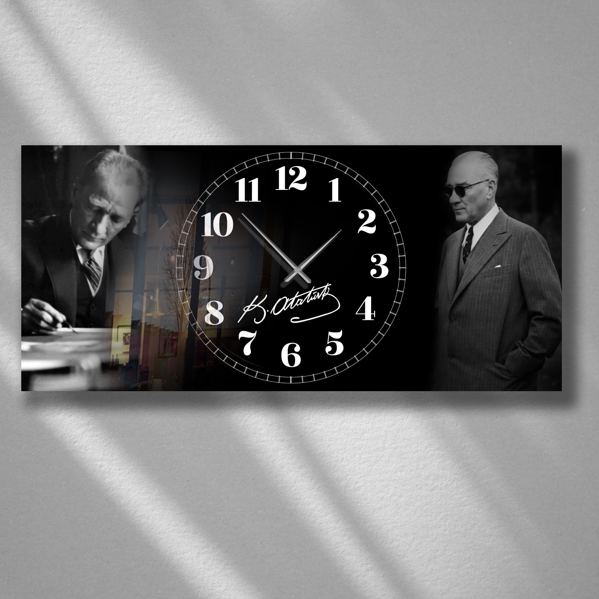 World Map Themed Tempered Glass Wall Clock – Modern Design with Gold Details, Large Wall Decor