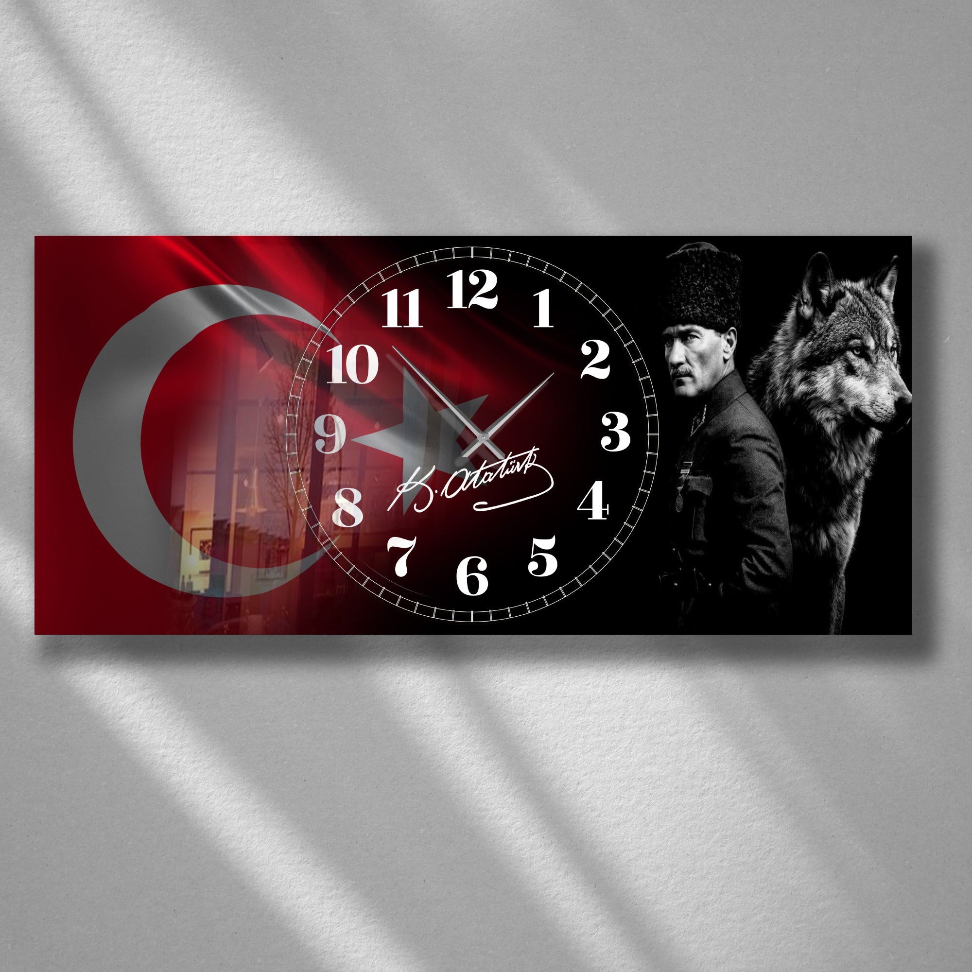 World Map Themed Tempered Glass Wall Clock – Modern Design with Gold Details, Large Wall Decor