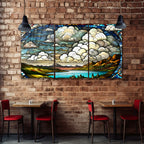 Günbatı Temalı Vitray Görünümlü Temperli Cam Tablo – Renkli Doğa Duvar Dekoru (Kopya)