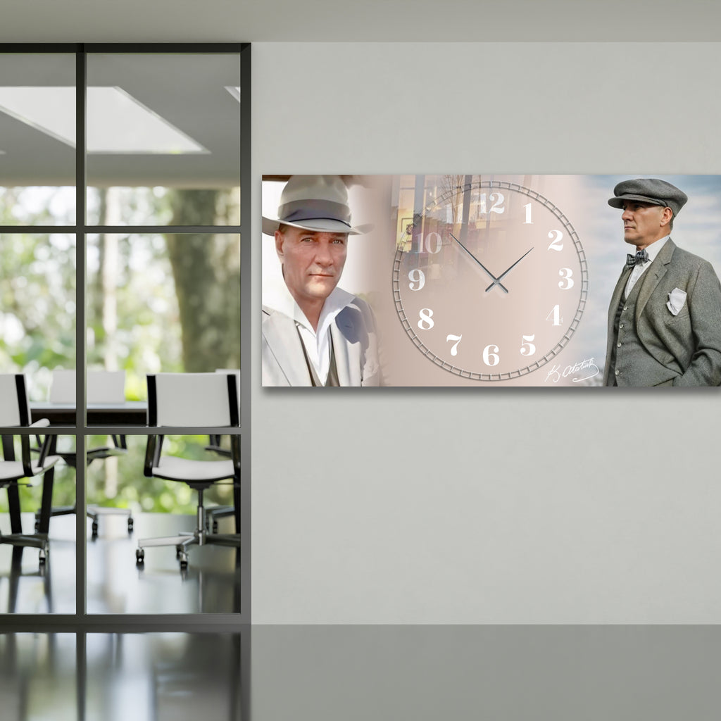 World Map Themed Tempered Glass Wall Clock – Modern Design with Gold Details, Large Wall Decor