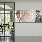 World Map Themed Tempered Glass Wall Clock – Modern Design with Gold Details, Large Wall Decor