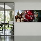 Temperli Cam Saat Atatürk Portresi Tasarım, Premium UV Baskı Duvar Saati