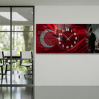 World Map Themed Tempered Glass Wall Clock – Modern Design with Gold Details, Large Wall Decor