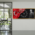 World Map Themed Tempered Glass Wall Clock – Modern Design with Gold Details, Large Wall Decor