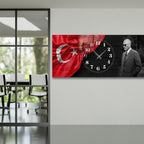 World Map Themed Tempered Glass Wall Clock – Modern Design with Gold Details, Large Wall Decor