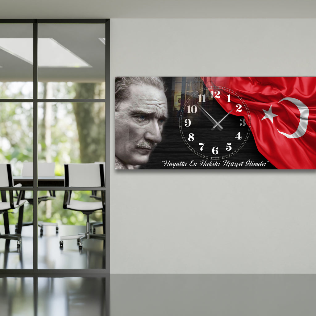 World Map Themed Tempered Glass Wall Clock – Modern Design with Gold Details, Large Wall Decor