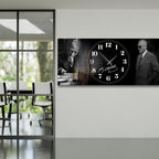 World Map Themed Tempered Glass Wall Clock – Modern Design with Gold Details, Large Wall Decor