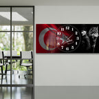 World Map Themed Tempered Glass Wall Clock – Modern Design with Gold Details, Large Wall Decor