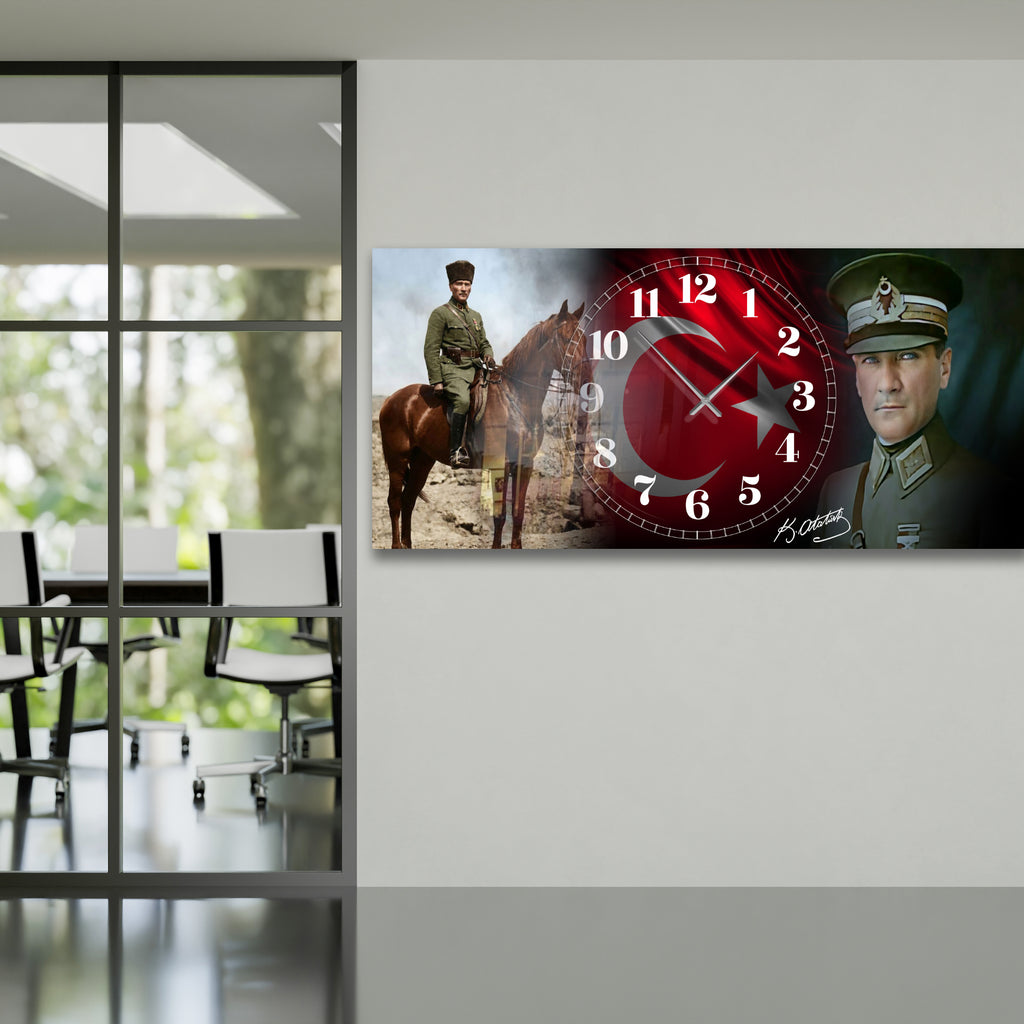 World Map Themed Tempered Glass Wall Clock – Modern Design with Gold Details, Large Wall Decor