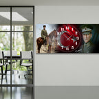 World Map Themed Tempered Glass Wall Clock – Modern Design with Gold Details, Large Wall Decor