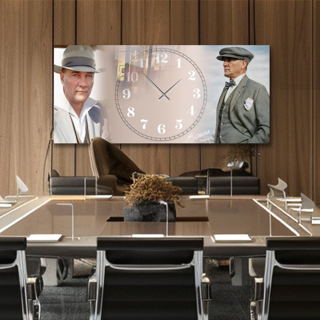 World Map Themed Tempered Glass Wall Clock – Modern Design with Gold Details, Large Wall Decor