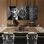 World Map Themed Tempered Glass Wall Clock – Modern Design with Gold Details, Large Wall Decor