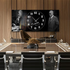 World Map Themed Tempered Glass Wall Clock – Modern Design with Gold Details, Large Wall Decor