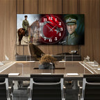 World Map Themed Tempered Glass Wall Clock – Modern Design with Gold Details, Large Wall Decor