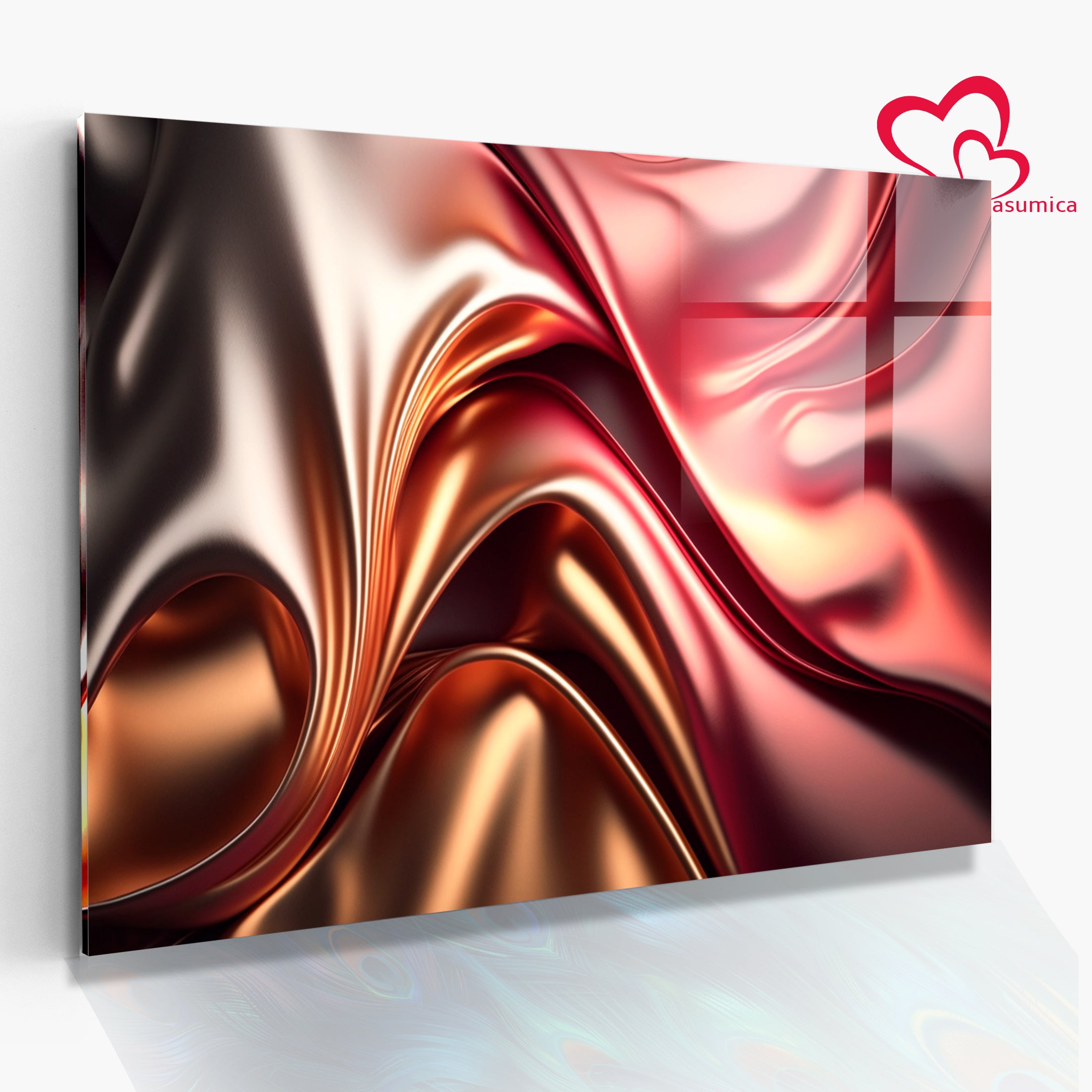 Kırmızı  Soyut Temperlenmiş Cam Tablo, Modern 3D Duvar Dekoru, Şık ve Lüks Cam Sanat Eseri