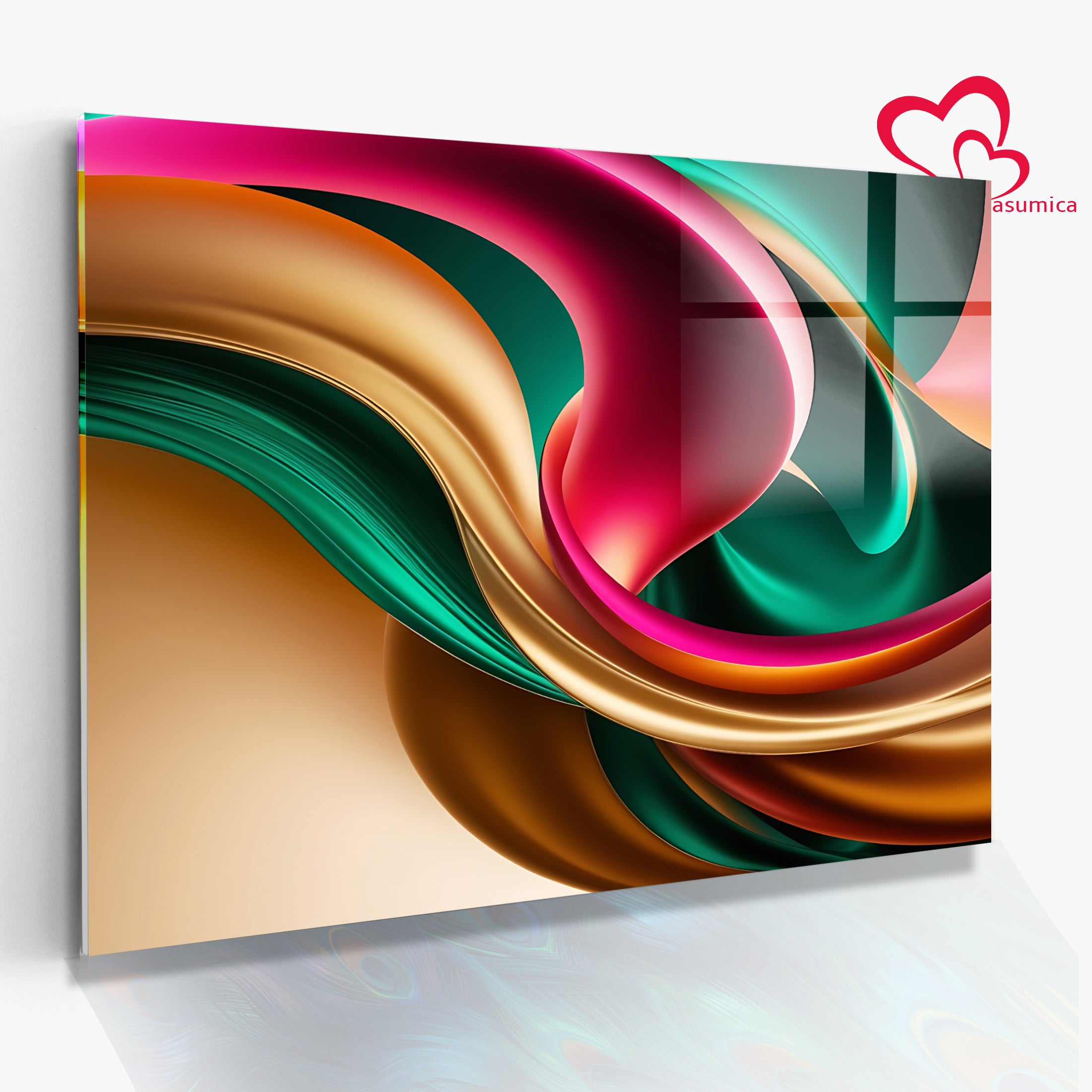 Renkli  Soyut Temperlenmiş Cam Tablo, Modern 3D Duvar Dekoru, Şık ve Lüks Cam Sanat Eseri