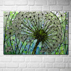 Kara Hindibağ Temalı Vitray Görünümlü Temperli Cam Tablo – Renkli Doğa Duvar Dekoru