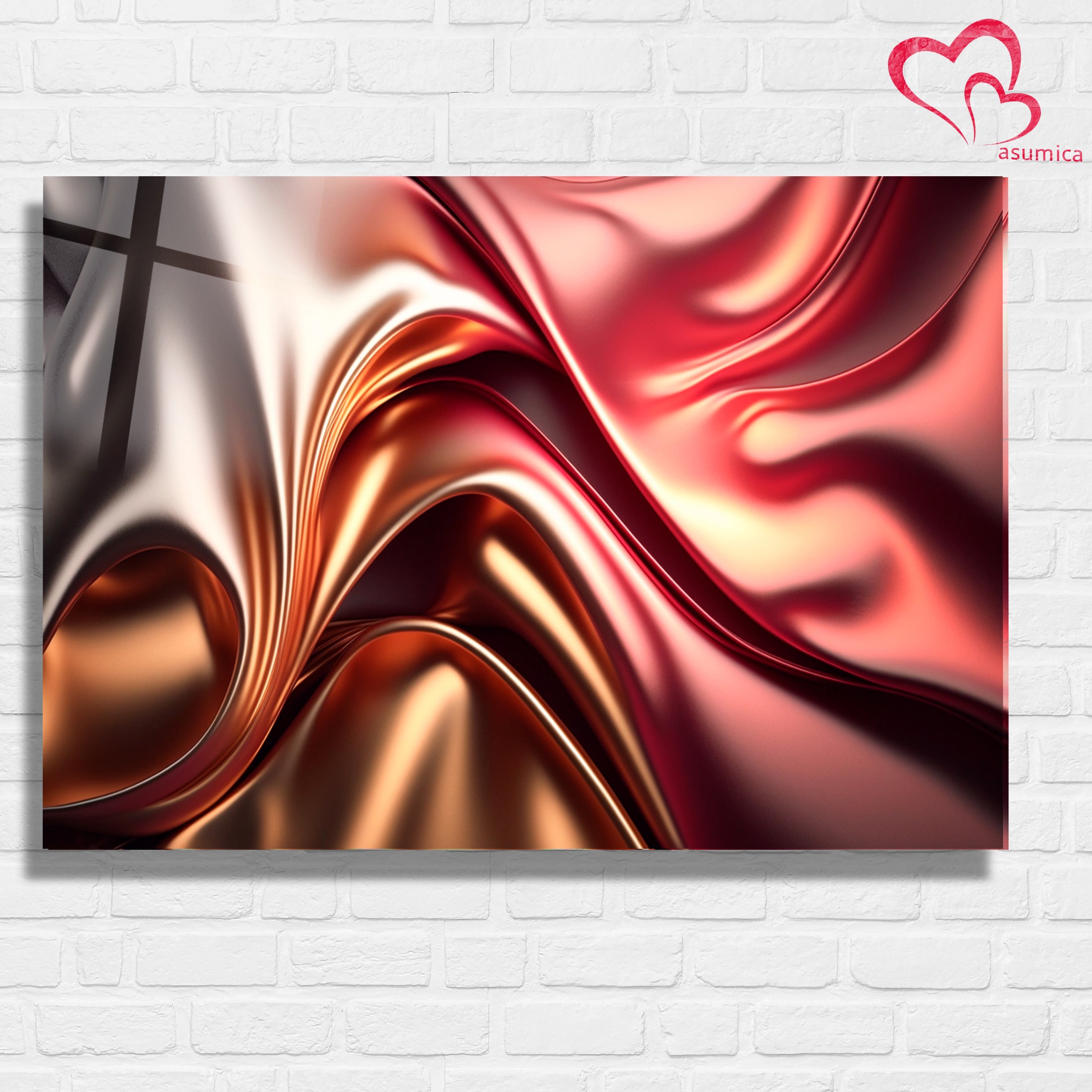 Kırmızı  Soyut Temperlenmiş Cam Tablo, Modern 3D Duvar Dekoru, Şık ve Lüks Cam Sanat Eseri