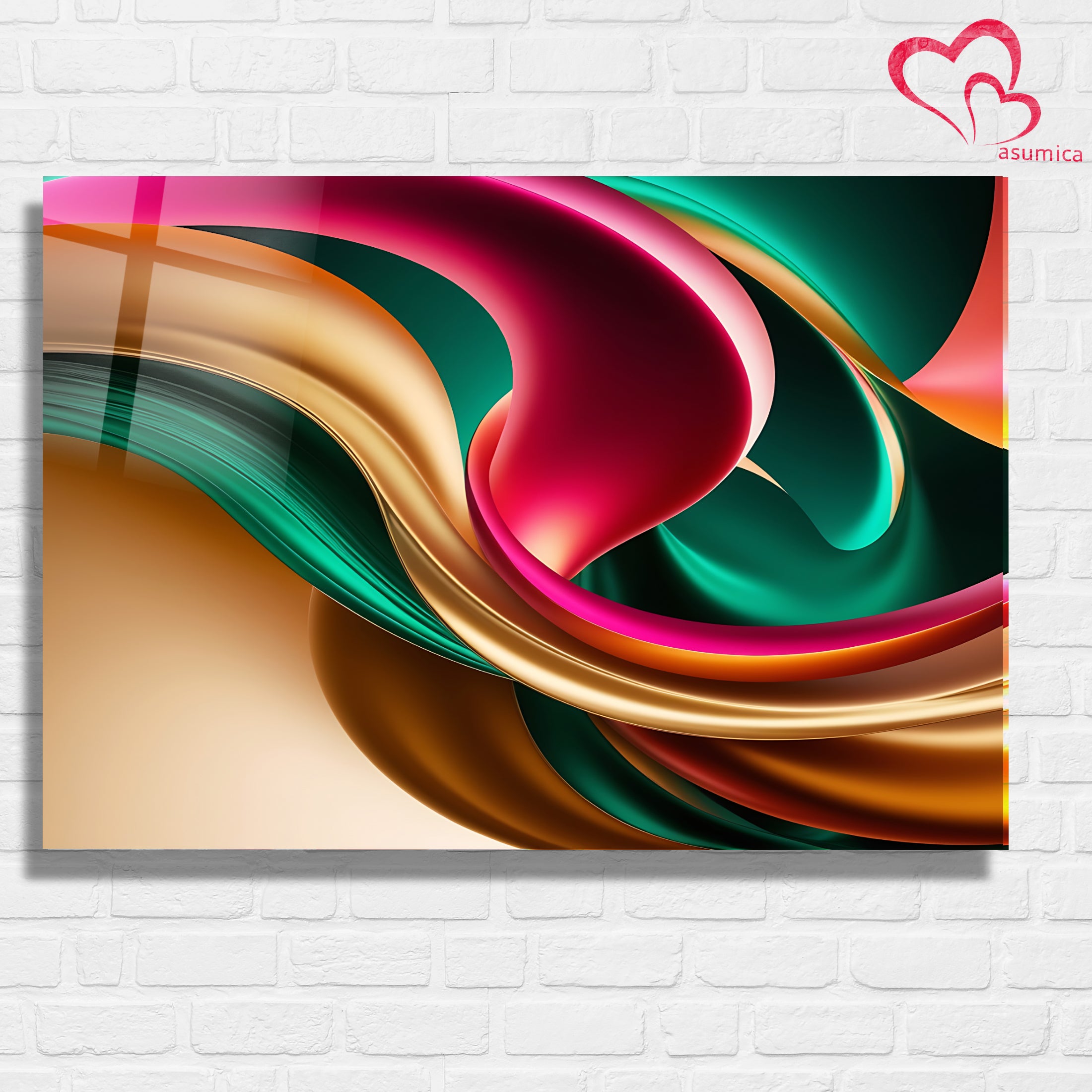 Renkli  Soyut Temperlenmiş Cam Tablo, Modern 3D Duvar Dekoru, Şık ve Lüks Cam Sanat Eseri