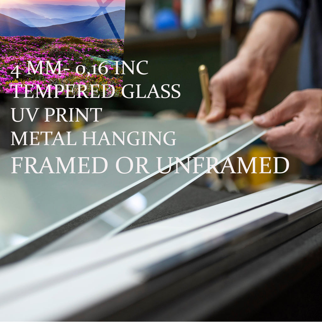 Manzara Temalı Temperli Cam Duvar Saati – Altın Detaylı Modern Tasarım, Büyük Boy Duvar Dekoru