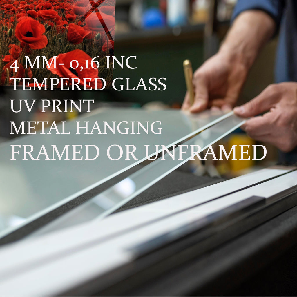 Manzara Temalı Temperli Cam Duvar Saati – Altın Detaylı Modern Tasarım, Büyük Boy Duvar Dekoru