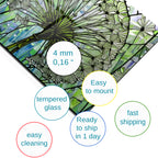 Kara Hindibağ Temalı Vitray Görünümlü Temperli Cam Tablo – Renkli Doğa Duvar Dekoru