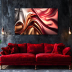 Kırmızı  Soyut Temperlenmiş Cam Tablo, Modern 3D Duvar Dekoru, Şık ve Lüks Cam Sanat Eseri