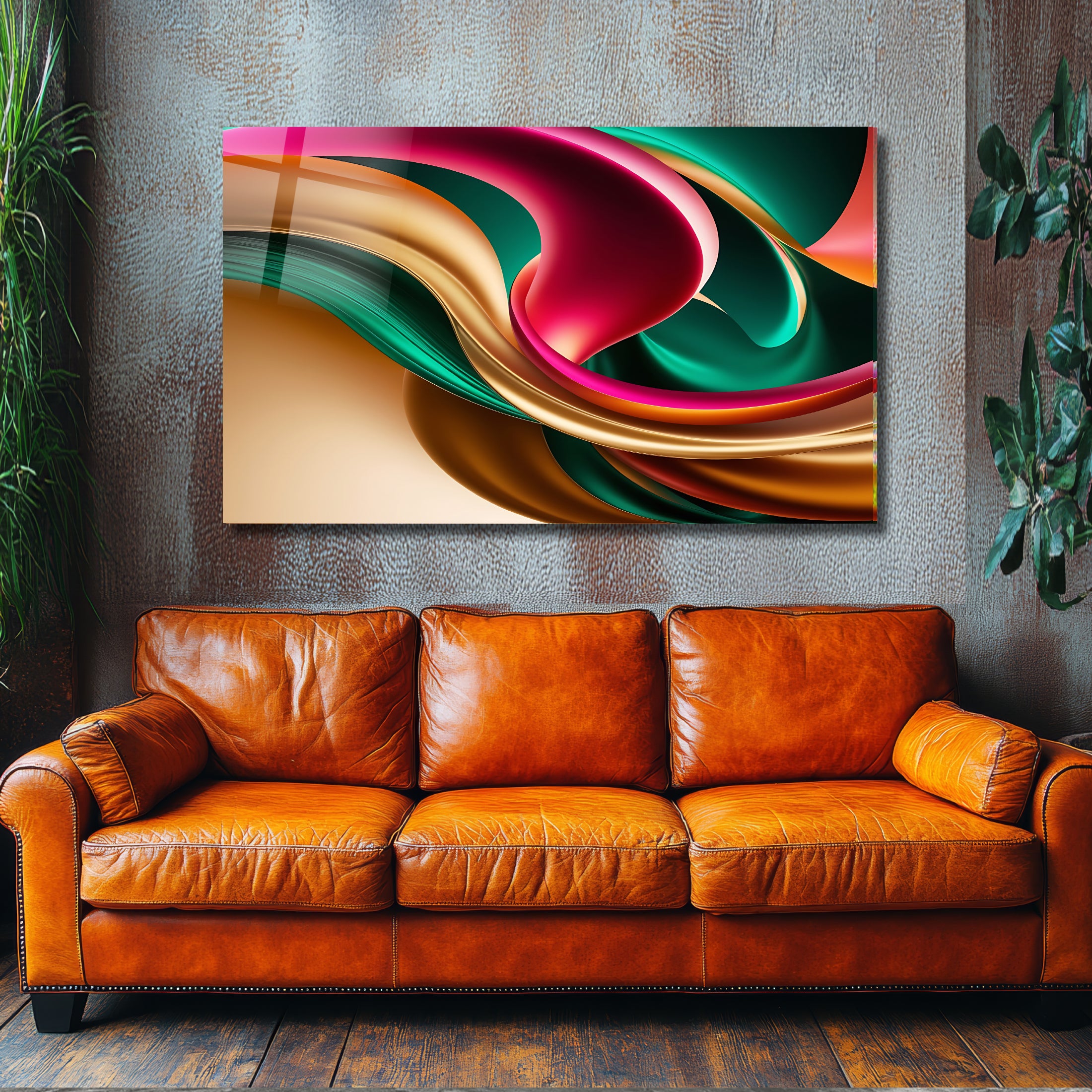 Renkli  Soyut Temperlenmiş Cam Tablo, Modern 3D Duvar Dekoru, Şık ve Lüks Cam Sanat Eseri