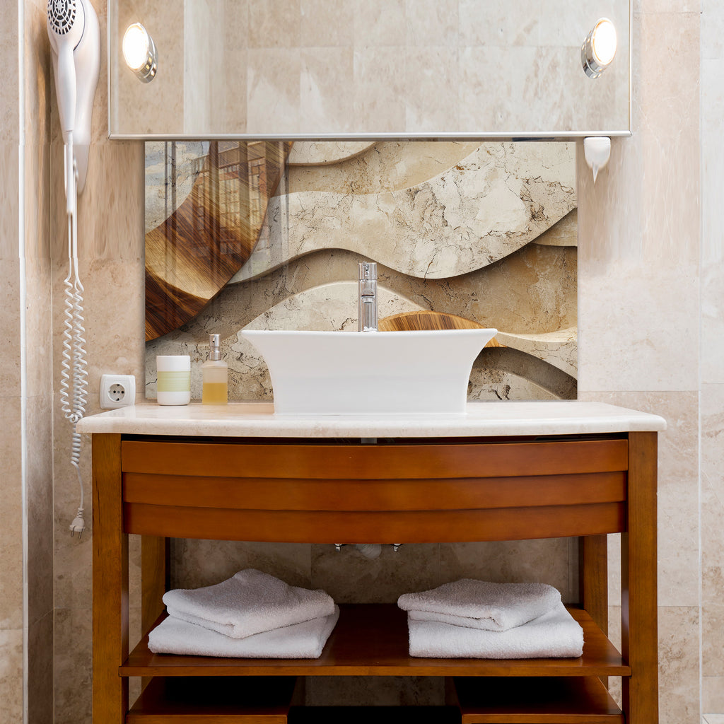 Silver Metallic Abstract Tempered Glass Painting, Modern 3D Wall Decor, Stylish and Luxury Glass Artwork