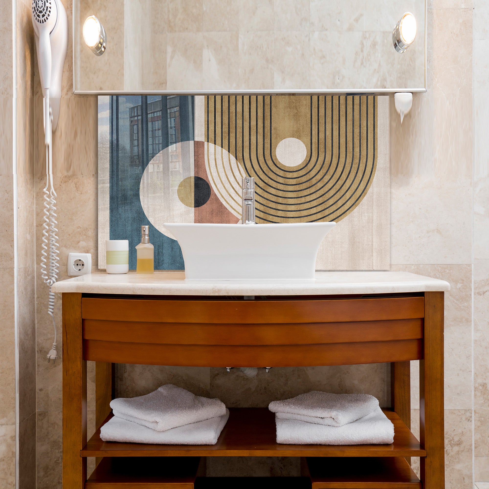 Mavi Renkli Metalik Soyut Temperlenmiş Cam Tablo