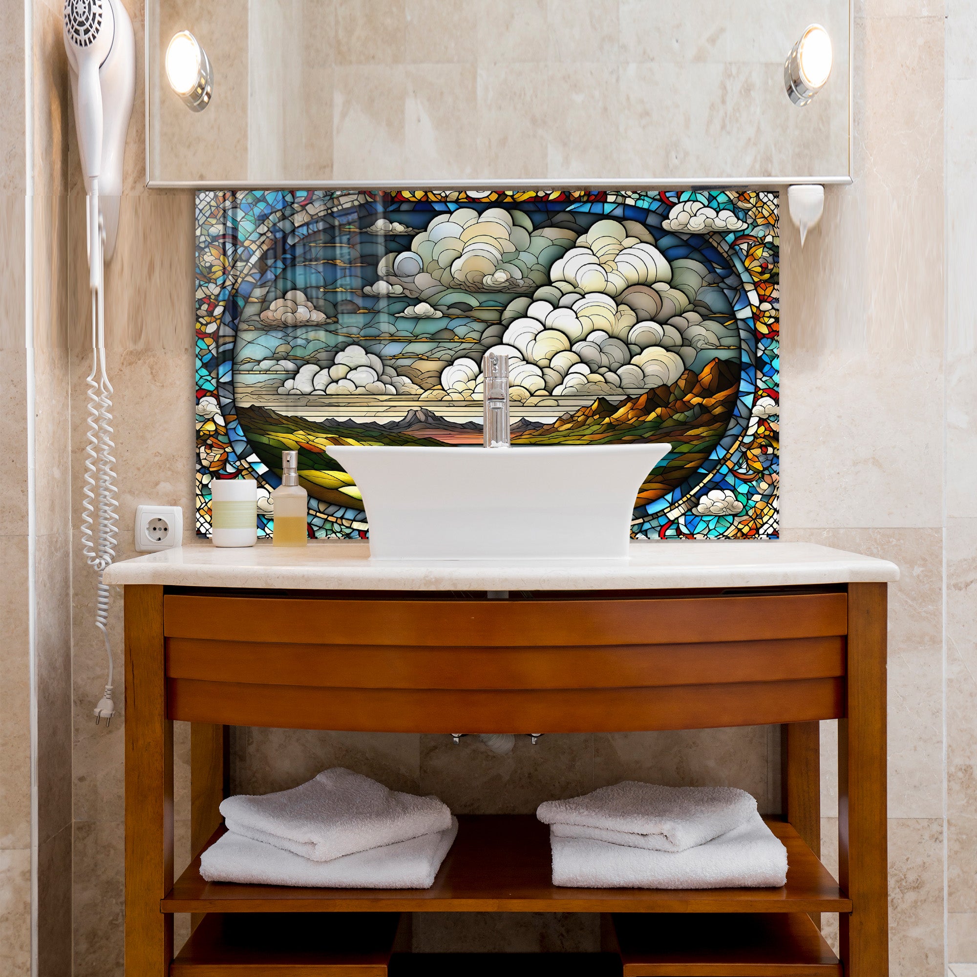 Günbatı Temalı Vitray Görünümlü Temperli Cam Tablo – Renkli Doğa Duvar Dekoru (Kopya)