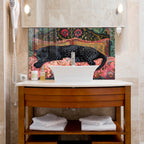 Temperli Cam Leopar Duvar Tablosu – Modern Bohem Hayvan Temalı Dekor, Lüks Sanat Tasarımı