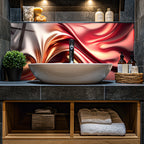 Kırmızı  Soyut Temperlenmiş Cam Tablo, Modern 3D Duvar Dekoru, Şık ve Lüks Cam Sanat Eseri