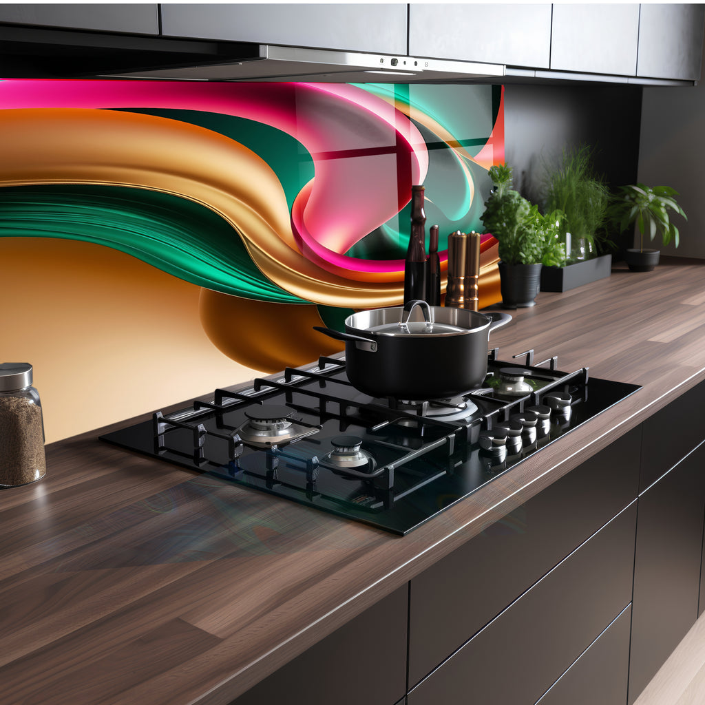 Renkli  Soyut Temperlenmiş Cam Tablo, Modern 3D Duvar Dekoru, Şık ve Lüks Cam Sanat Eseri