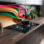 Renkli  Soyut Temperlenmiş Cam Tablo, Modern 3D Duvar Dekoru, Şık ve Lüks Cam Sanat Eseri