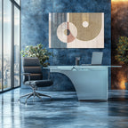 Mavi Renkli Metalik Soyut Temperlenmiş Cam Tablo