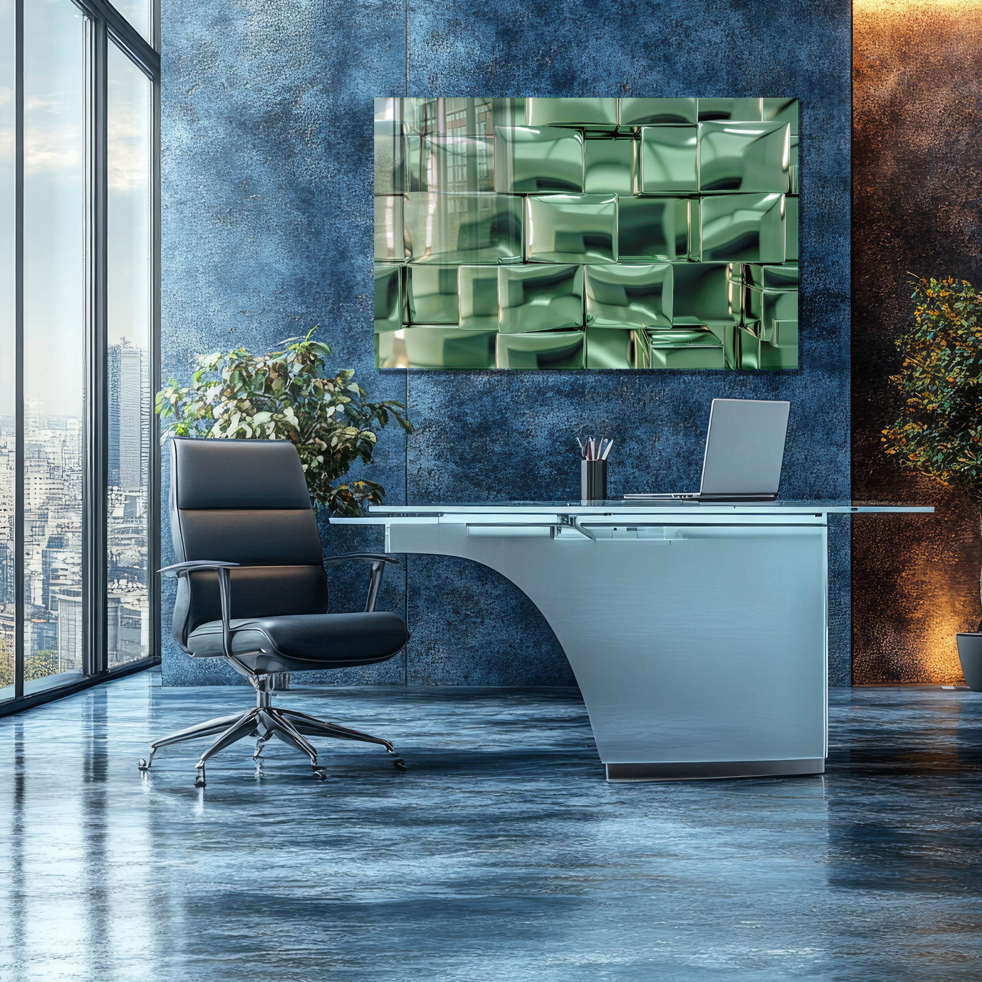 Temperli Cam Modern Soyut Duvar Tablosu – Metalik Yeşil 3D Doku Tasarımı, Lüks Cam Dekor Paneliat Eseri (Kopya)