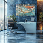 Temperli Cam Deniz Kızı Duvar Tablosu – Vitray Mozaik Sanat Tasarımı, Modern Mitolojik Dekorya)