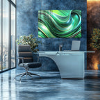 Yeşil Renkli Soyut Temperlenmiş Cam Tablo