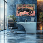 Temperli Cam Leopar Duvar Tablosu – Modern Bohem Hayvan Temalı Dekor, Lüks Sanat Tasarımı