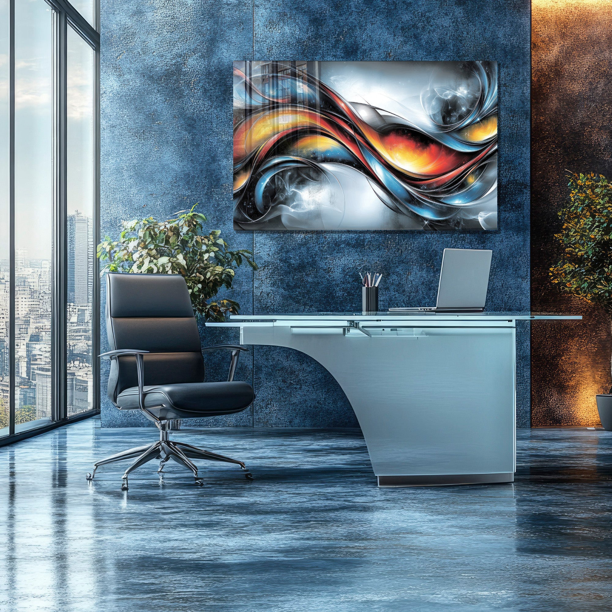 Renkli Soyut Temperlenmiş Cam Tablo